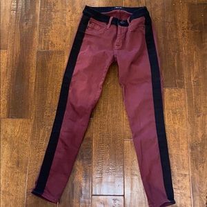 Hudson Maroon Jeans with black lining